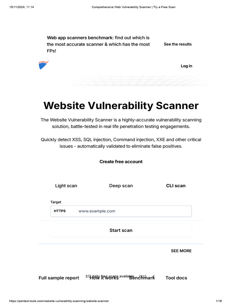 Free Website Vulnerability Scanner Tool | PDF | Penetration Test ...