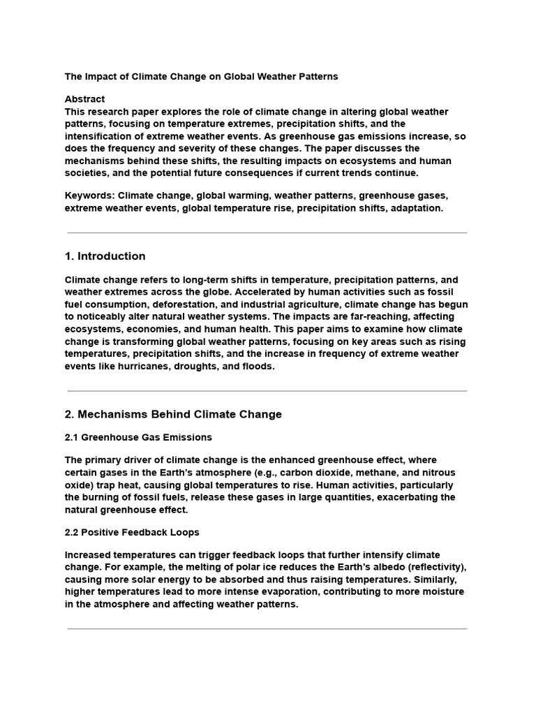 The Impact of Climate Change On Global Weather Patterns | PDF | Climate ...
