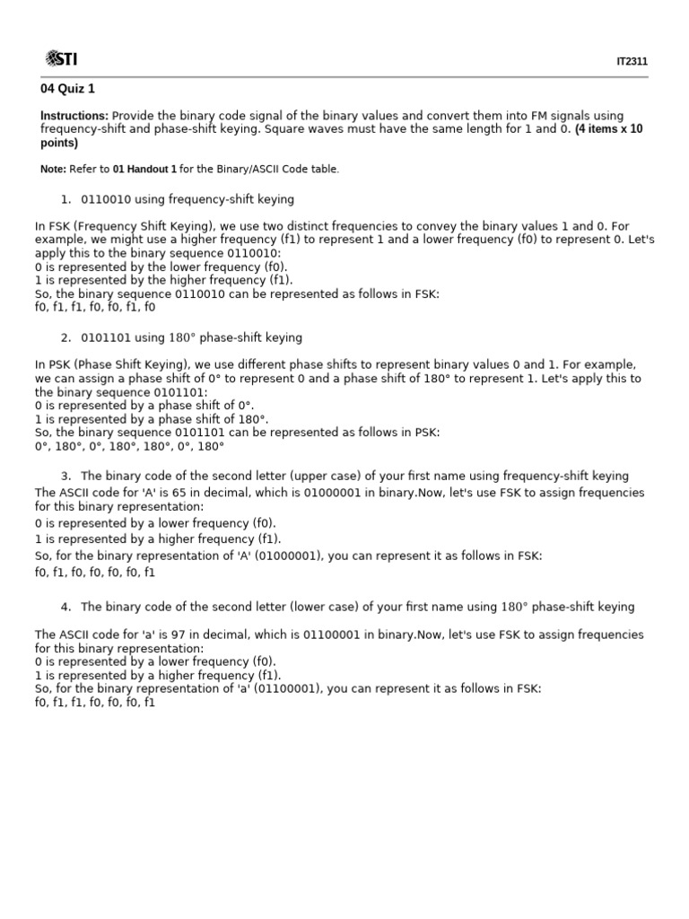 04 Quiz 1 | PDF | Phase (Waves) | Computer Engineering