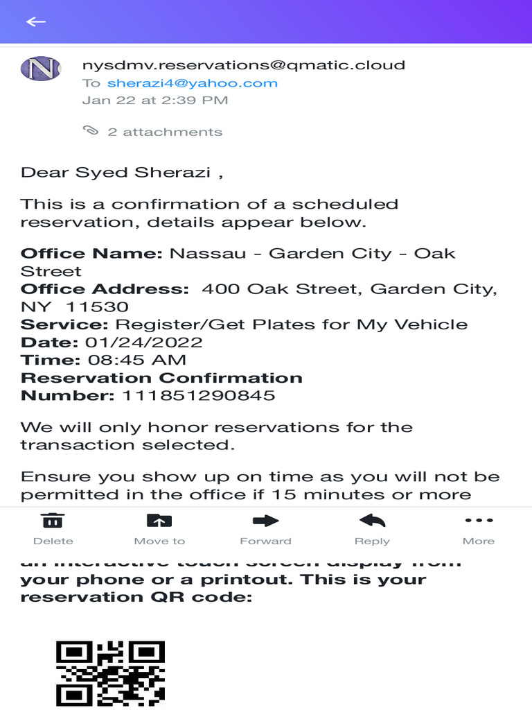 DMV Reservation Confirmation Details | PDF