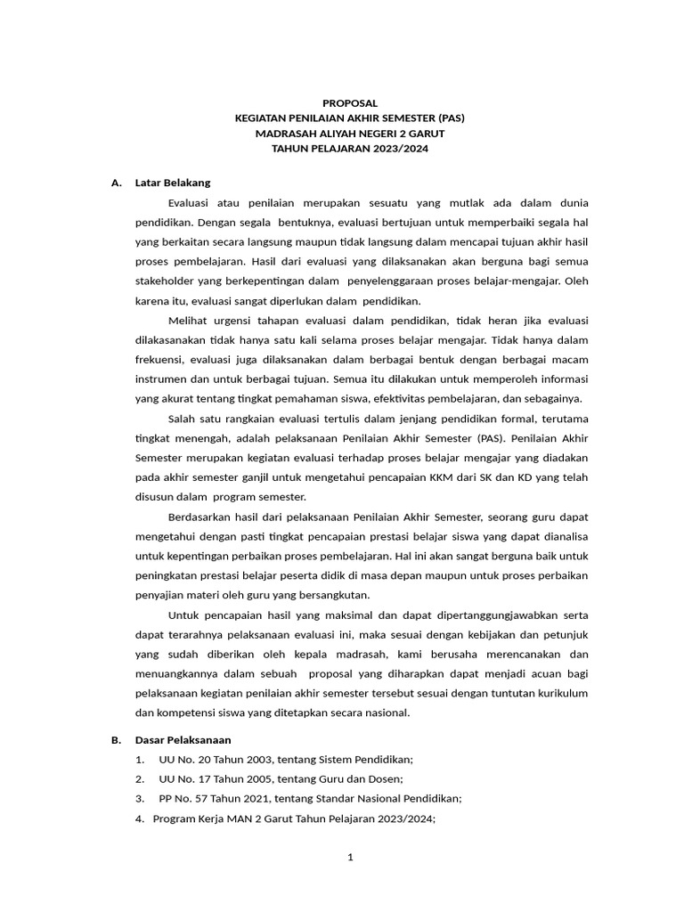Rancangan Proposal PAS 2023 | PDF | Karier & Perkembangan