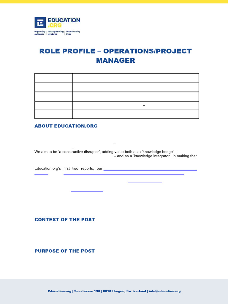 Operations-Project Manager_Job Description_Edu | PDF | Project ...