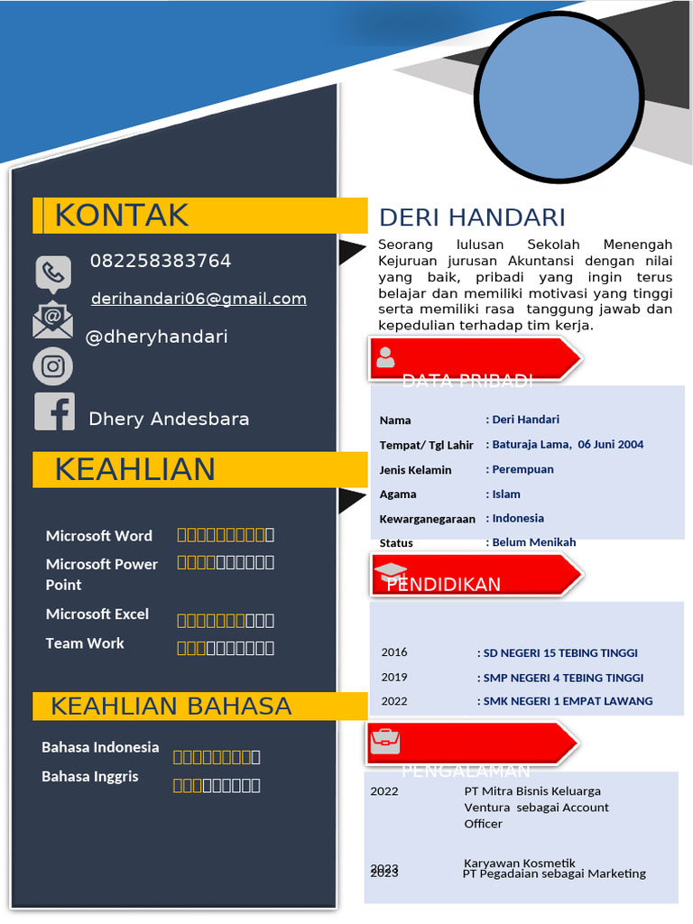 Profil Deri Handari: Lulusan Akuntansi | PDF
