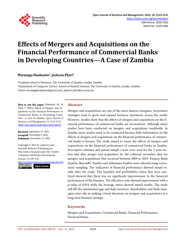 Effects of Mergers and Acquisitions On The Financi | PDF | Statistical ...