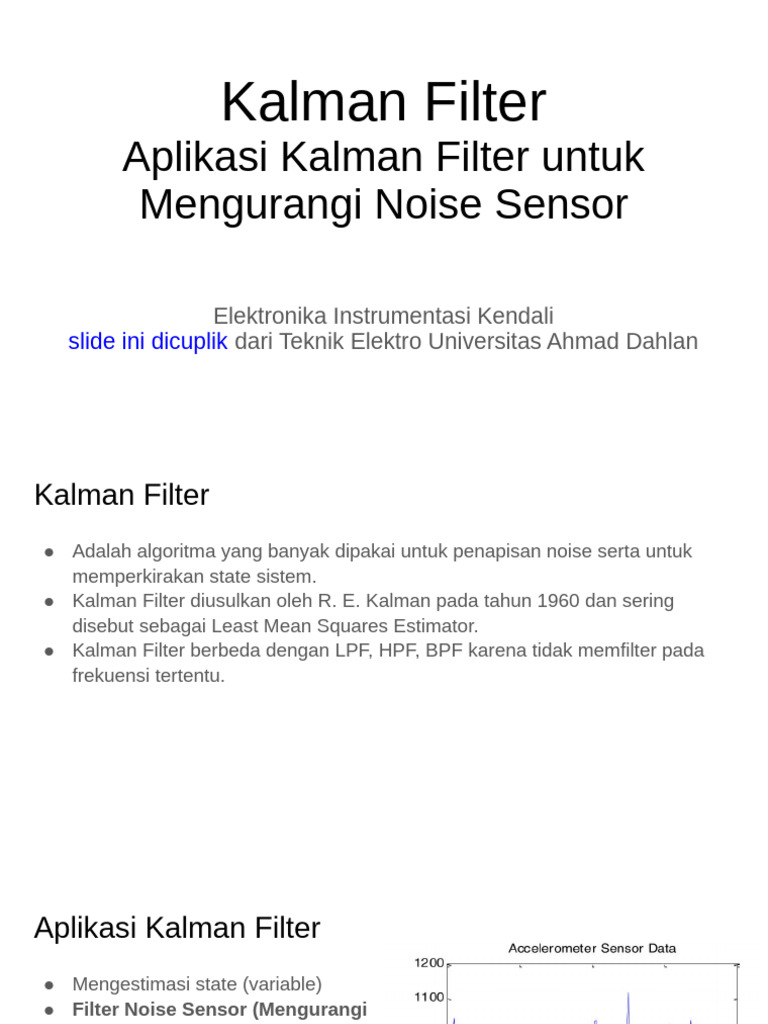 Aplikasi Kalman Filter untuk Noise Sensor | PDF
