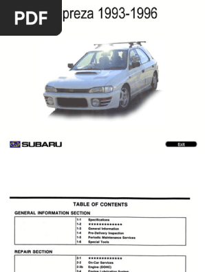 1993-1996 Subaru WRX Workshop Manuals | PDF