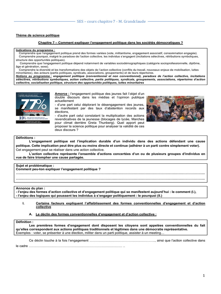 Engagement politique et action collective | PDF | Socialisation | Sexe