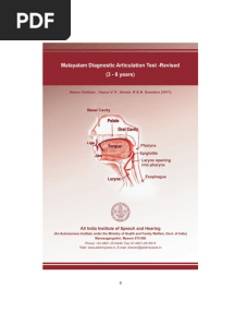 Malayalam Diagnostic Articulation Test-Revised (3-6 Years) - 1