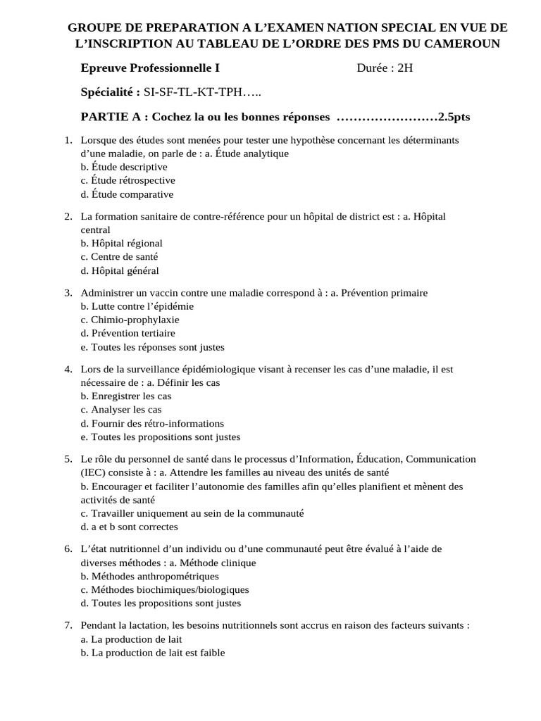 Épreuve Professionnelle en Santé : QCM et QROC | PDF | Respiration | Poumon