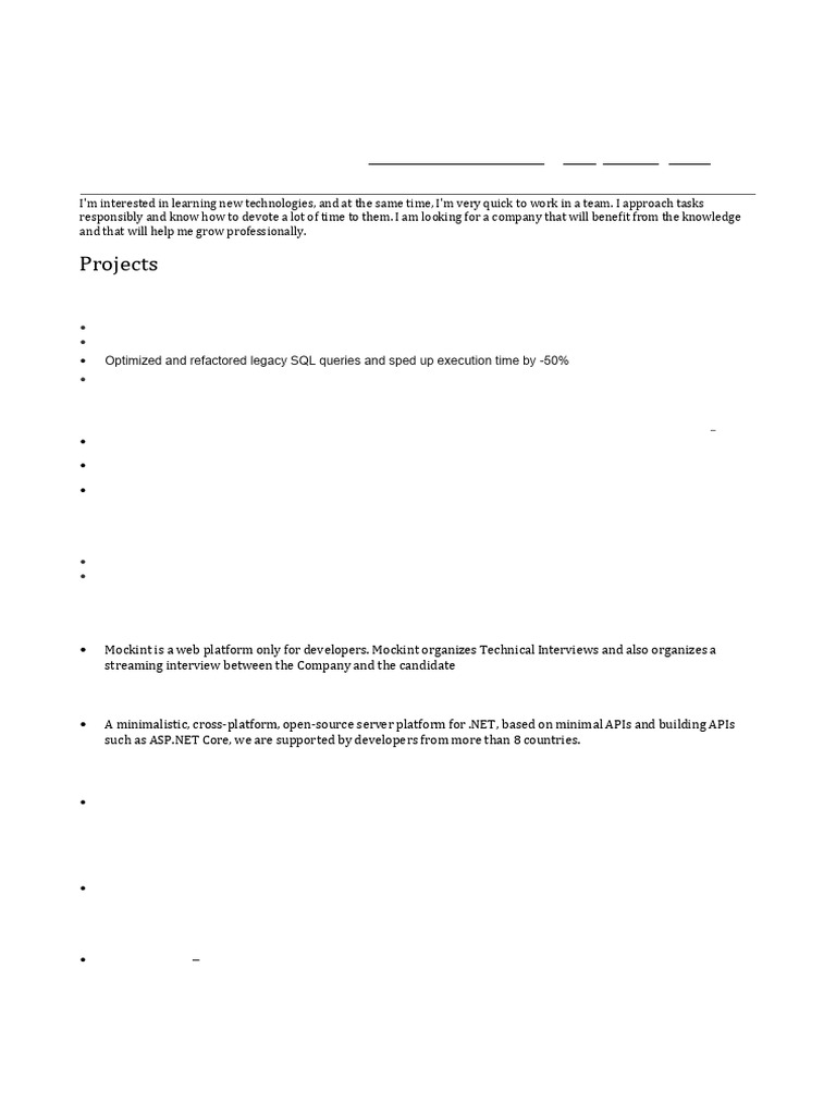 .NET Software Engineer Profile & Projects | PDF | Databases | Software