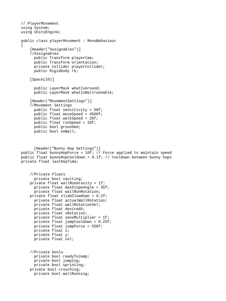 Unity Player Movement Script Guide | PDF