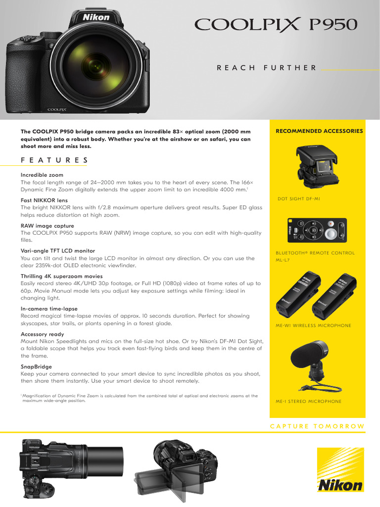 Leaflet - P950 - Nikon Coolpix English | PDF | Camera Lens | Zoom Lens