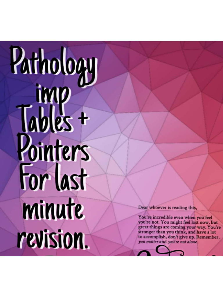 Pathology Imp Tables+ Pointers Systemic | PDF