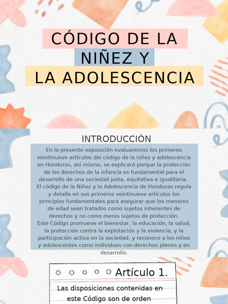 CÓDIGO DE LA NIÑEZ Y LA ADOLESCENCIA - PPTX 3 | PDF | Derechos de los ...