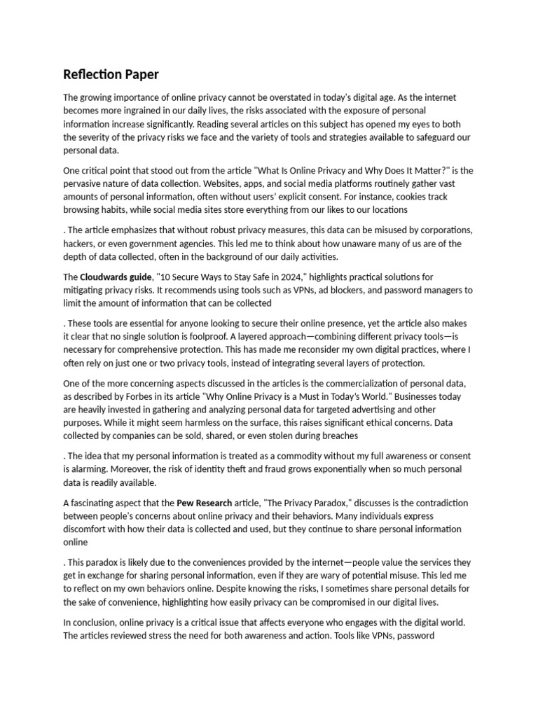 Reflection pdf privacy internet privacy
