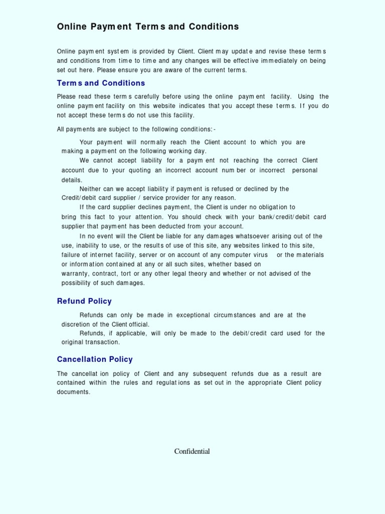 Online Payment Terms and Conditions | PDF | Finance & Money Management