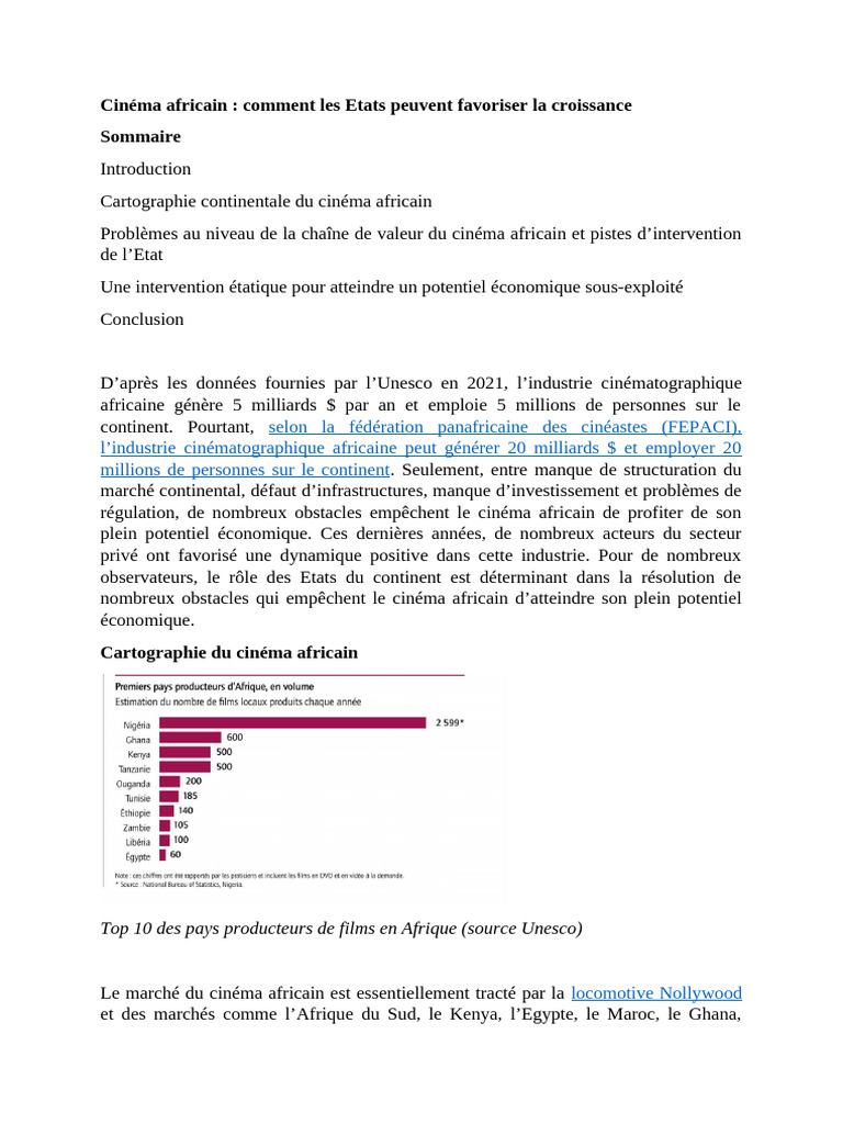 Soutenir le cinéma africain en croissance | PDF | Cinématographie | Afrique