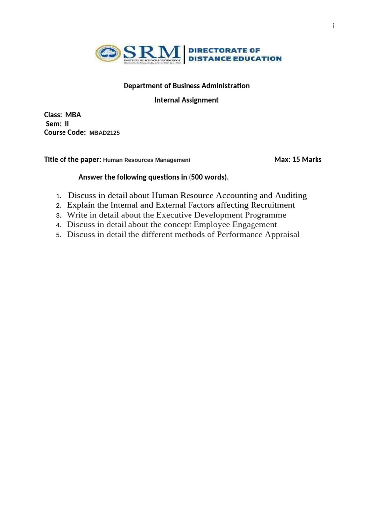 HRM Assignment | PDF