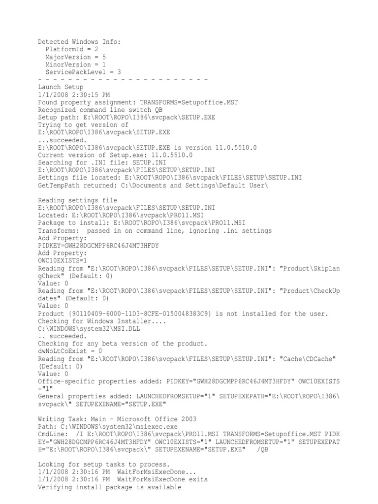 Microsoft Office 2003 Installation Log | PDF | Microsoft Windows ...