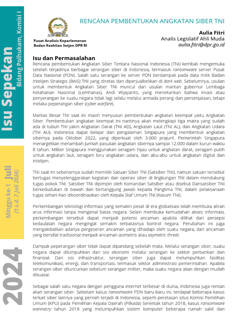 Isu Sepekan I PUSLIT Juli 2024 1947 | PDF