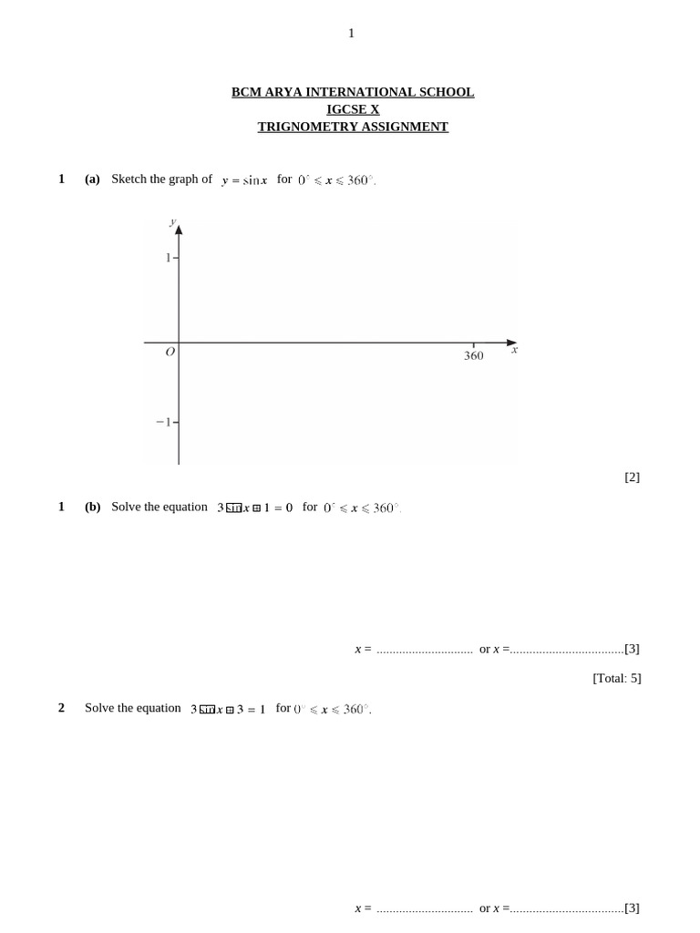IGCSE Trigonometry Assignment Guide | PDF | Mathematics