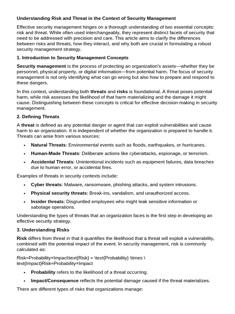 Understanding Risk and Threat | PDF | Security | Computer Security