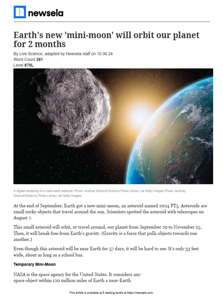 Earth Has A New Mini Moon 2001048730 Article Only | PDF | Young Adult