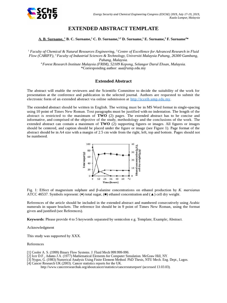 Abstract Template ESChE 2019 | PDF