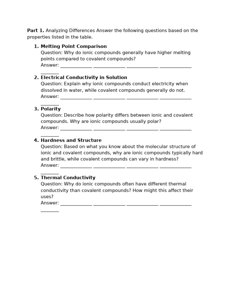 Ionic vs. Covalent Compounds Analysis | PDF | Technology & Engineering