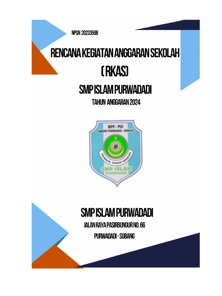 Rkas SMP Islam Purwadadi 2024-2025 | PDF