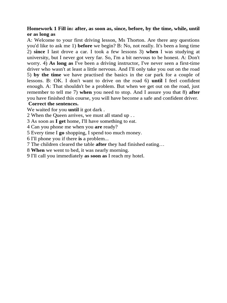 Driving Lesson Dialogue and Corrections | PDF | Travel | Language Arts ...