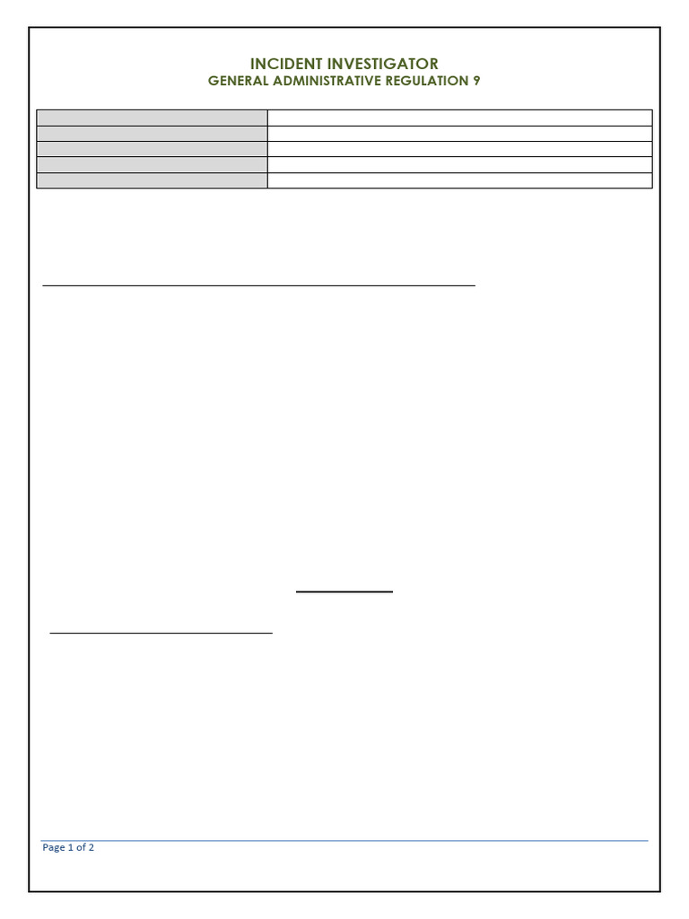 Appointment of Incident Investigator | PDF | Occupational Safety And ...