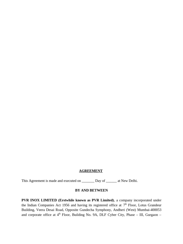 PVR INOX and XYZ Trading Agreement | PDF | Indemnity | Trademark