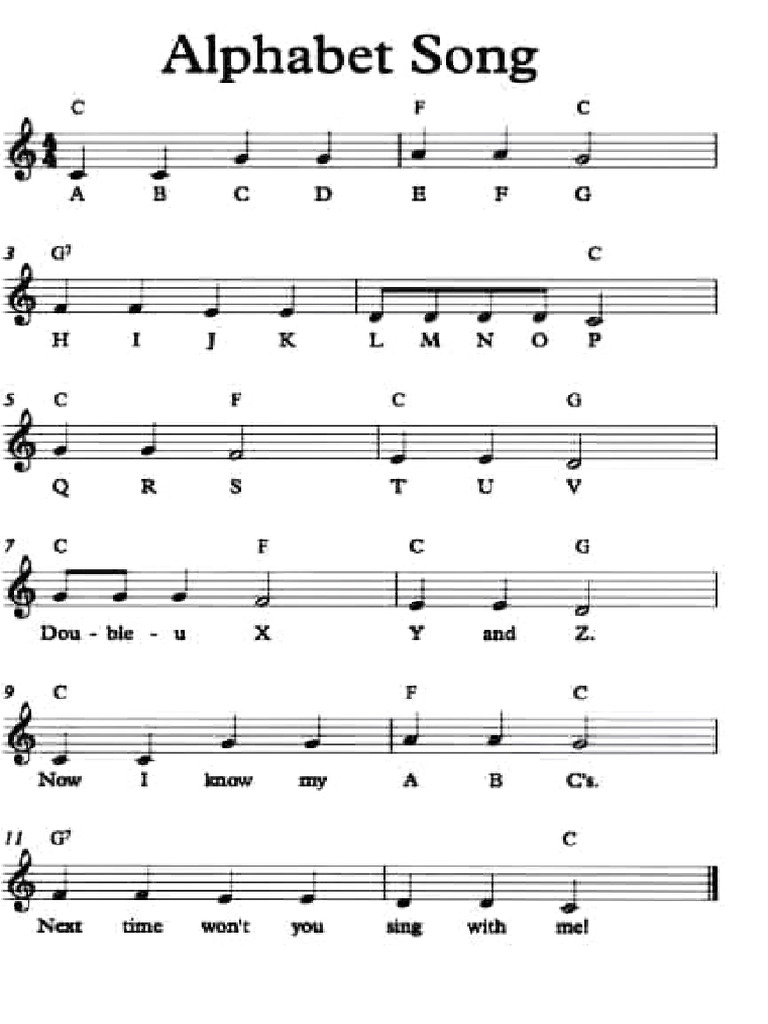 ABCD Song Sheet Music for Kids | PDF