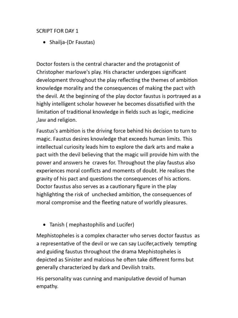 SCRIPT FOR DAY 1 | PDF | Satan | Helen Of Troy