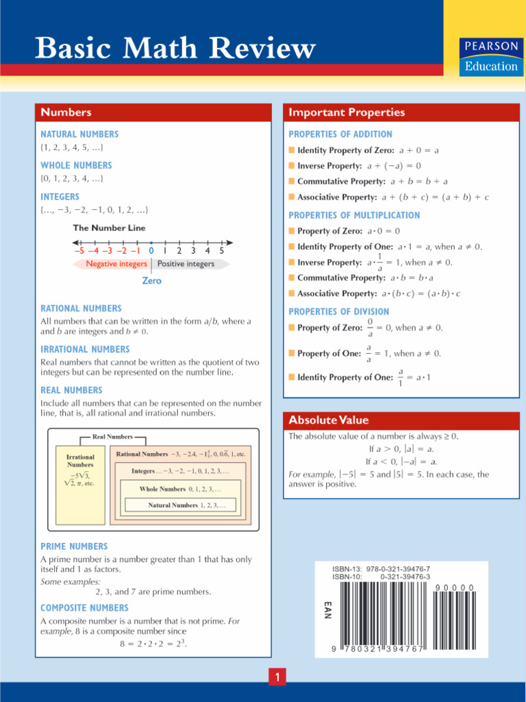 Basic Math Review And Workbook