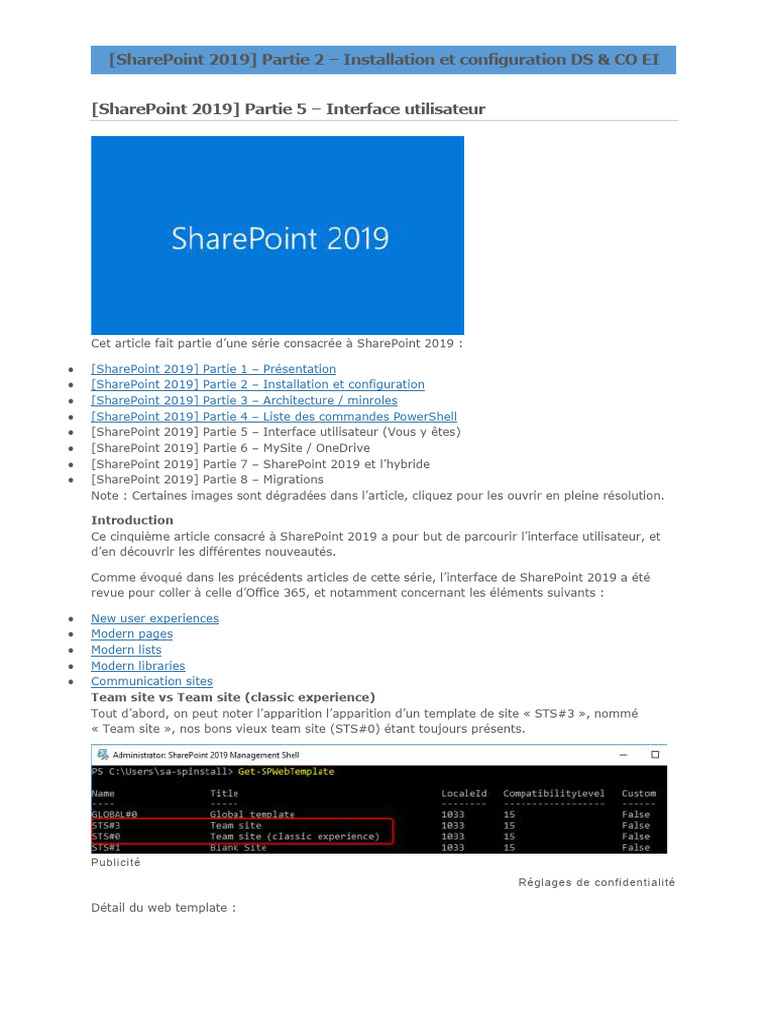 Interface utilisateur de SharePoint 2019 | PDF | SharePoint | Logiciel ...