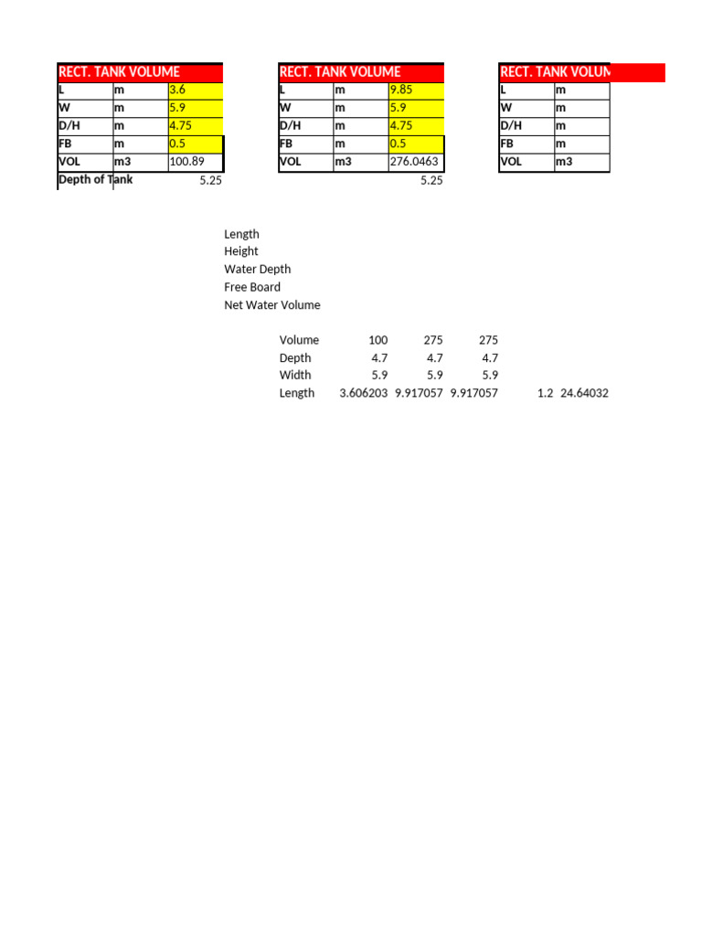 Rectangular Tank Volume Calculations | PDF | Horsepower | Gas Technologies