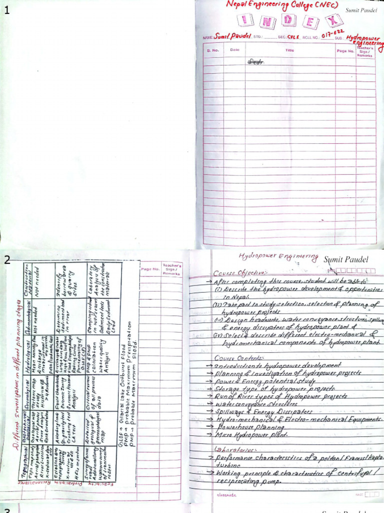 Hydropower Engineering Notes by Sumit Paudel (Nec) | PDF