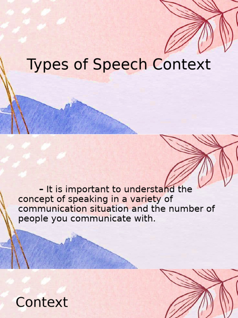 LESSON 6. Types of Speech Context | PDF | Communication | Interpersonal ...