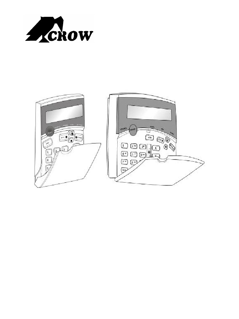 Crow Alarm System Keypad Guide | PDF | Computer Keyboard | Backlight