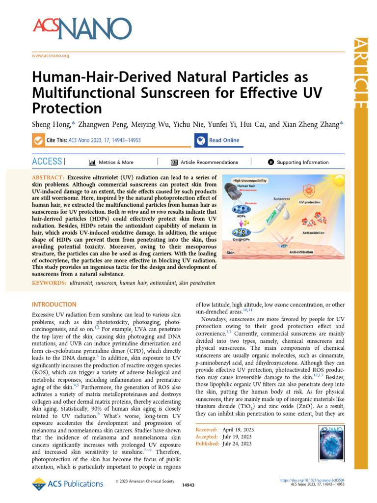 Hong Et Al 2023 Human Hair Derived Natural Particles As Multifunctional ...