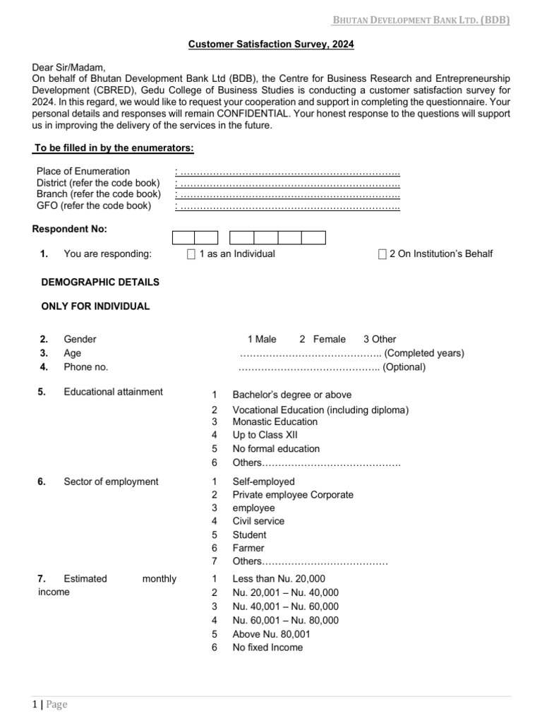 BDB CSS 2024 Questionnaire Final | PDF | Banks | Economies