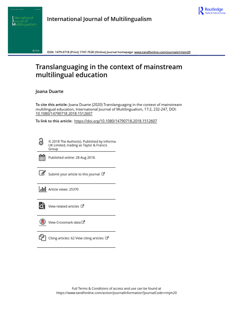 Translanguaging in Multilingual Education | PDF | Pedagogy ...