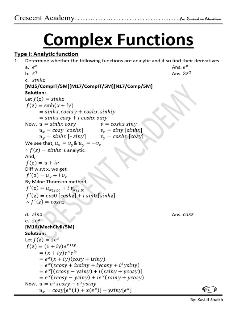 Exam Soln Complex (Updatedmay23) | PDF | Mathematical Physics ...
