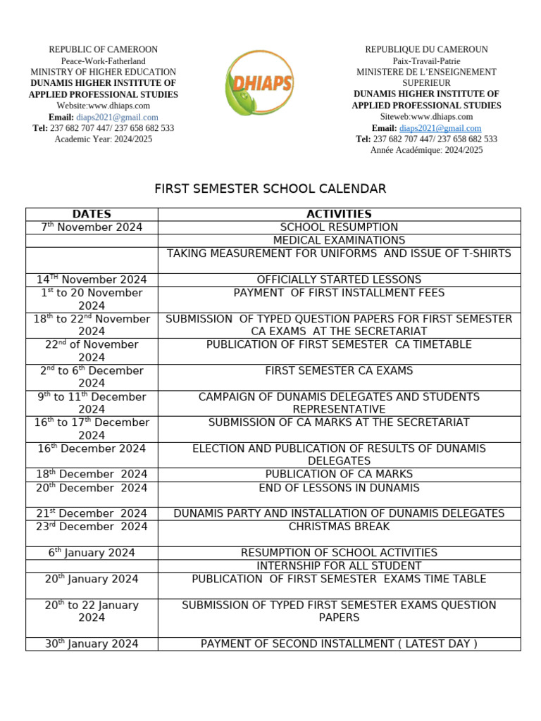 First Semester School Calendar | PDF | Academic Term | Academia