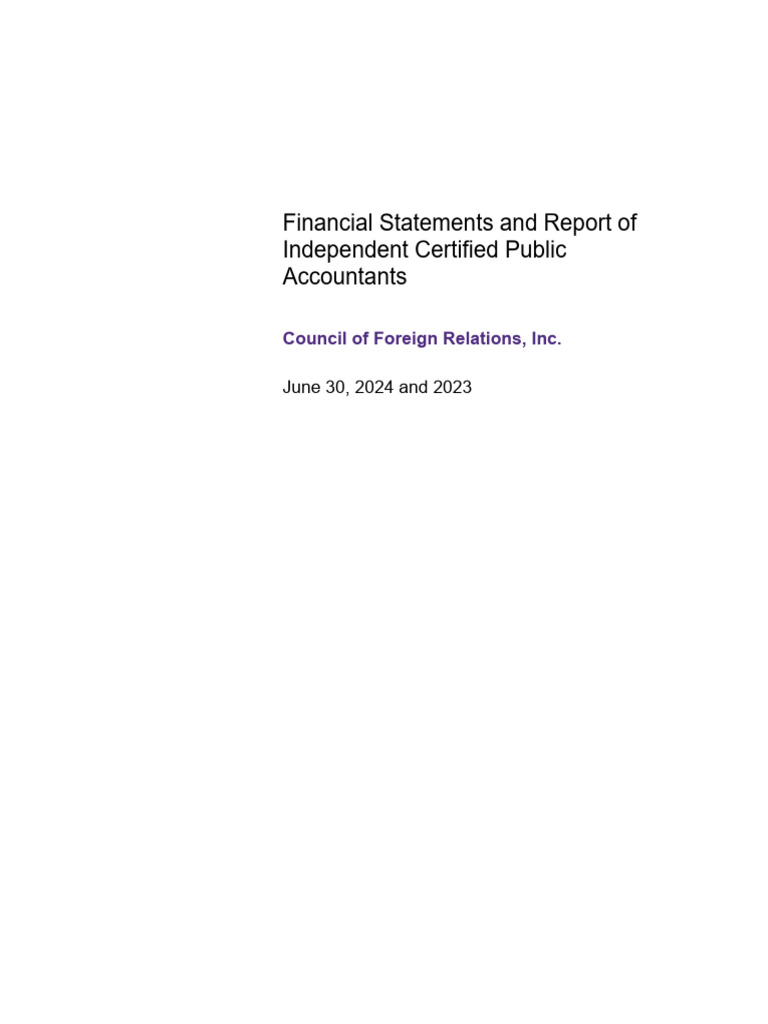 2024 Council On Foreign Relations FS | PDF | Audit | Expense