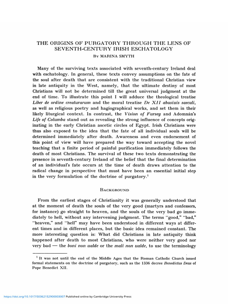 The Origins of Purgatory Through The Lens of Seventh Century