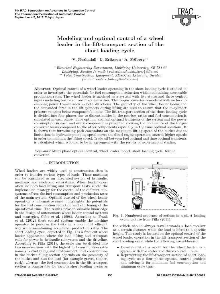 Modeling and optimal control of a wheel loader in the lift-transport ...