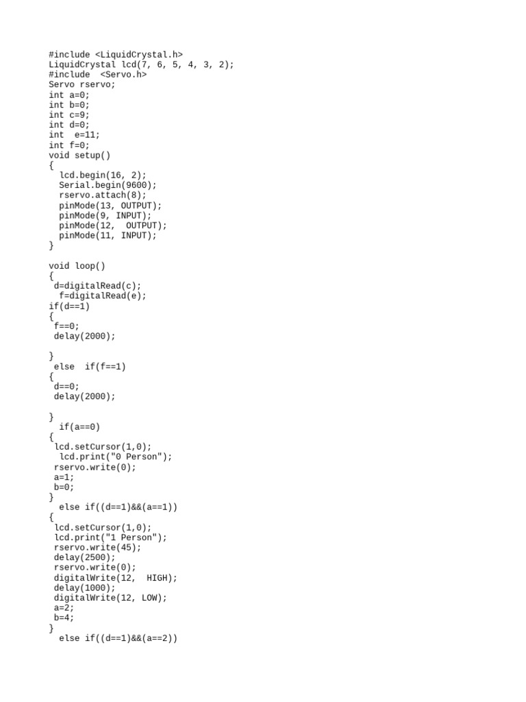 In and Out Automatic Door Sensor Code | PDF | Computer Programming ...